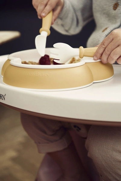 BABYBJORN - talerzyki ze sztućcami - Powder Yellow