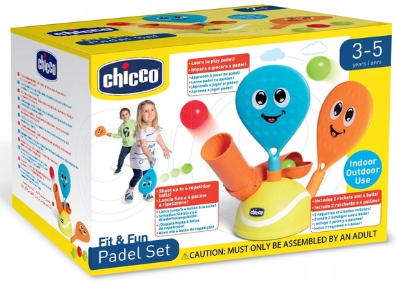 CHICCO zestaw do gry w padla dla dzieci z automatyczną wyrzutnią piłek