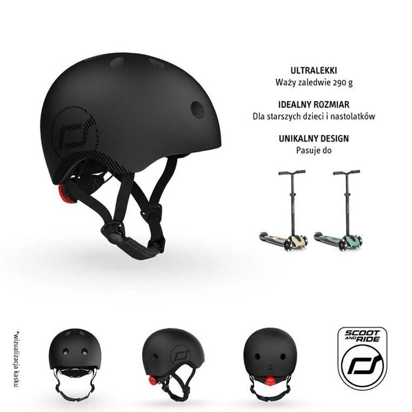 SCOOT AND RIDE KASK M-L dla dzieci regulacja kask rowerowy dziecięcy LED