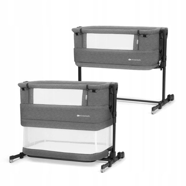 Kinderkraft Neste Grow dostawka łóżeczko dostawne 3w1 z obniżanym dnem Dark Grey