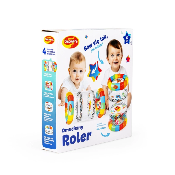 DUMEL Dmuchany roler do nauki raczkowania 44cm grzechoczące piłeczki