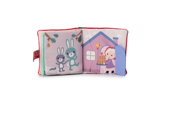 LILLIPUTIENS - Miękka mini-książeczka wielofunkcyjna z silikonowym gryzakiem Czerwony Kapturek 6 m+