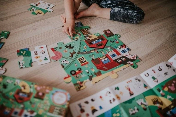 Janod - Puzzle obserwacyjne w walizce Farma 24 elementy 3+