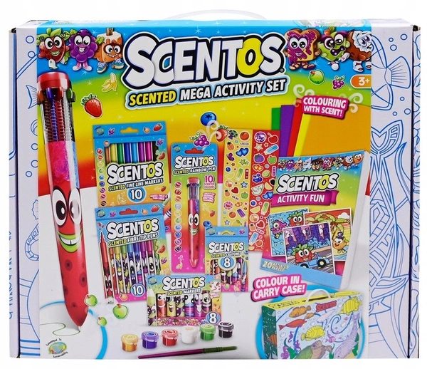Scentos Pachnący Zestaw Walizka Do Pokolorowania Niebieski Kredki Dłogopisy