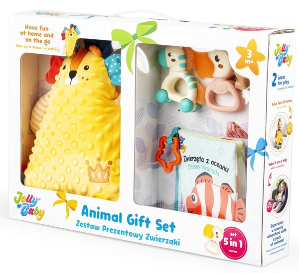 Zestaw Prezentowy JOLLY BABY Przytulanka Grzechotki Książeczka 5 elementów