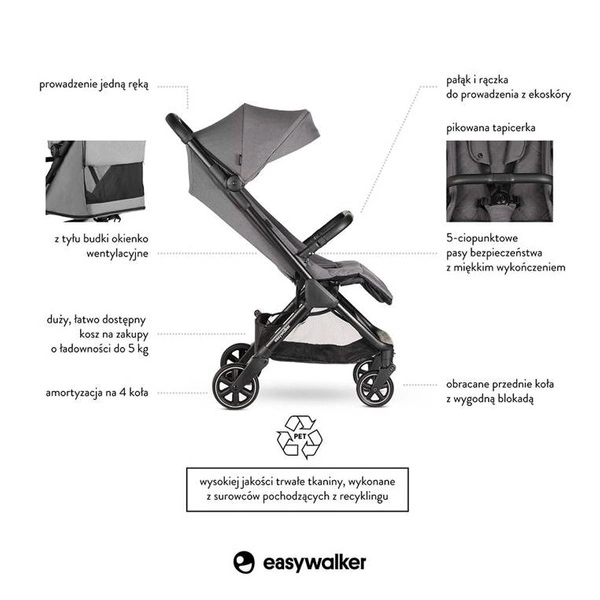 EASYWALKER Wózek Spacerowy JACKEY spacerówka lekki + kierownica