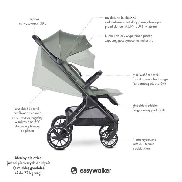 EASYWALKER Wózek Spacerowy JACKEY 2 MODEL XL spacerówka lekki