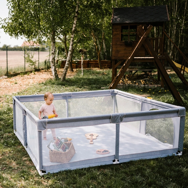 Duży kojec plac zabaw Kidwell FANKO Gray 134 x 134 cm kwadratowy