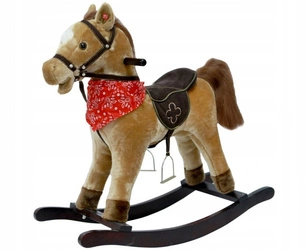 Koń na biegunach dla dzieci konik zabawka czerwona chusta