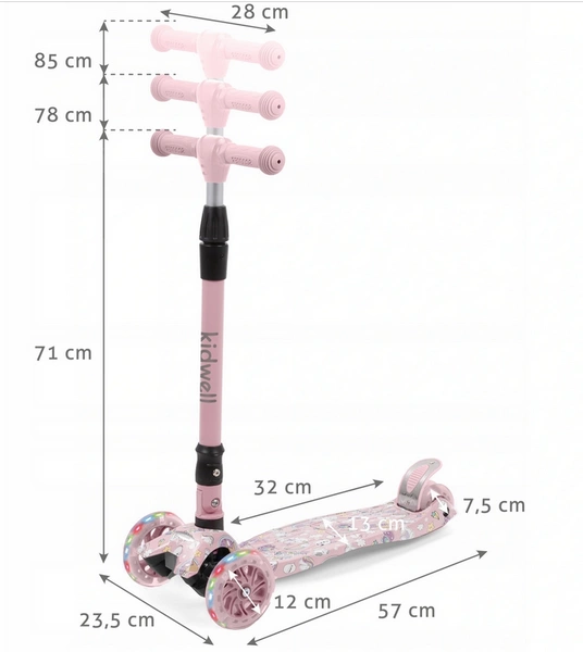 KIDWELL Vento hulajnoga trójkołowa balansowa LED