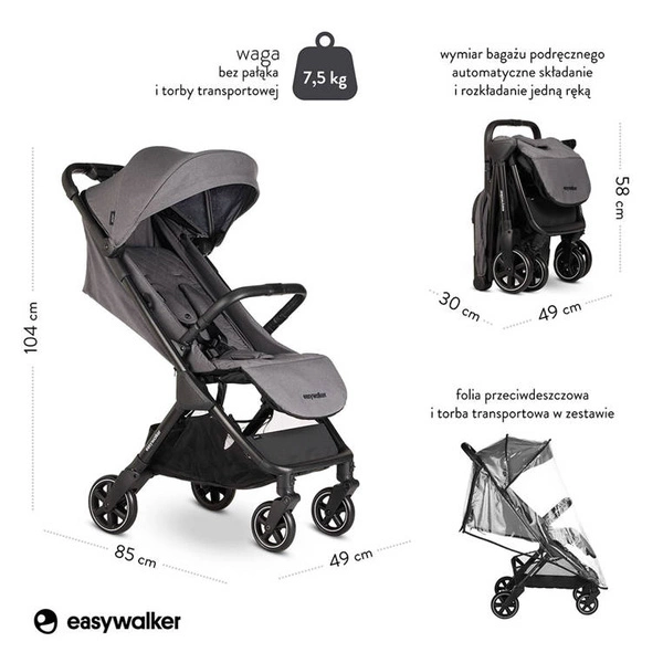 EASYWALKER Wózek Spacerowy JACKEY spacerówka lekki + kierownica