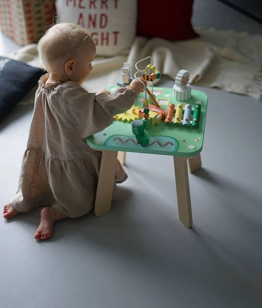 Janod - Wielofunkcyjny stolik edukacyjny drewniany Łąka 12 m+