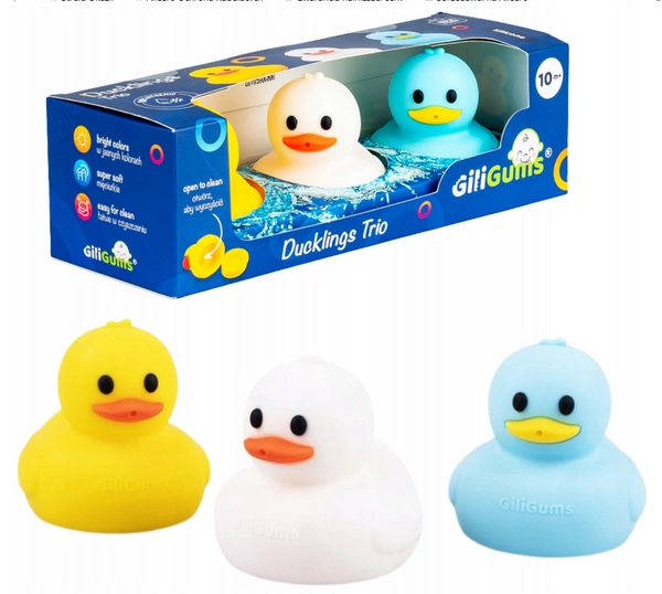 GiliGums mięciutkie kaczuszki 3 SZT do kąpieli z wyjmowanym spodem 10M+