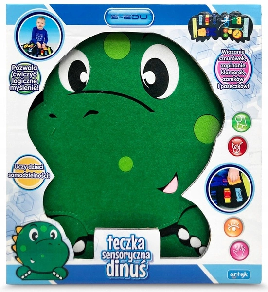 Zestaw naukowy teczka sensoryczna torba MONTESSORI teczka dinuś dinozaur 3+