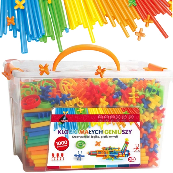ASKATO Klocki Słomki konstrukcyjne 1000 elementów BOX