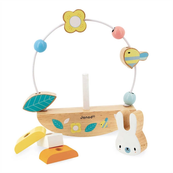 Janod - Drewniana równoważnia z pętlą edukacyjną Zajączek Pure 12 m+
