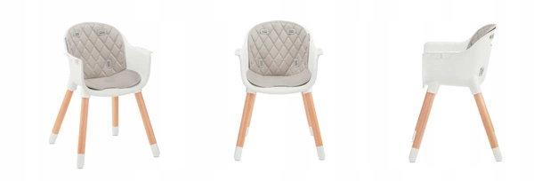 Baby Tiger Krzesełko do karmienia drewniane TINI Grey