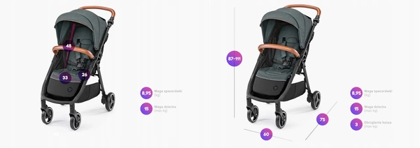 BABY DESIGN LOOK Wózek spacerowy lekki pałąk folia