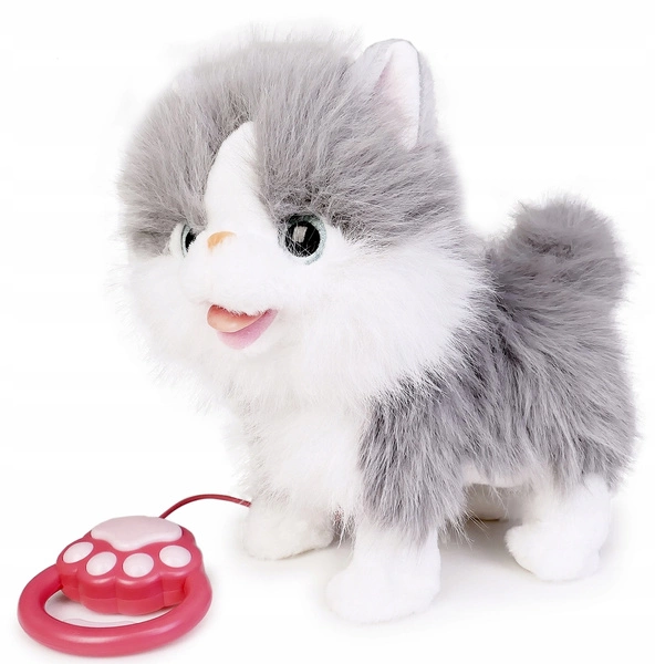 NATALIA Kot kotek Chodzący na smyczy Interaktywny biało-szary