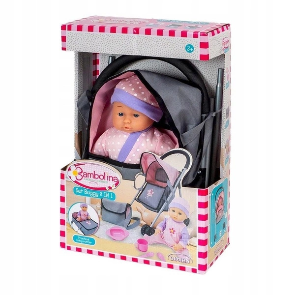 BAMBOLINA Wózek dla lalki spacerówka z lalką lalka bobas