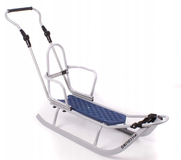 ADBOR Piccolino Sanki Metalowe z popychaczem i oparciem srebrne