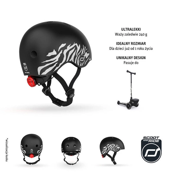 SCOOT AND RIDE KASK XXS-S dla dzieci regulacja LED