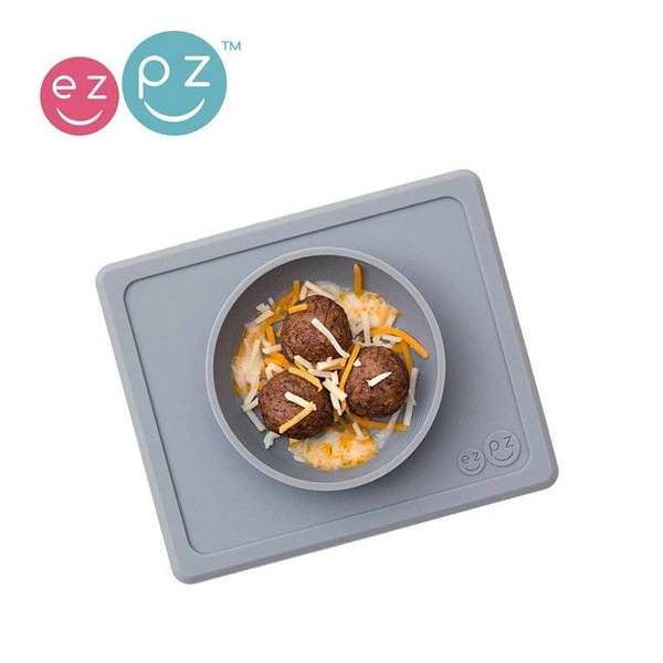 EZPZ - Silikonowa miseczka z podkładką 2w1 Mini Bowl szara