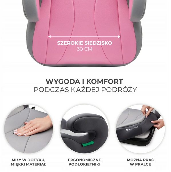Kinderkraft I-BOOST Fotelik samochodowy BOOSTER PODSTAWKA PODKŁADKA 135-150 i-Size 15-36 kg isofix