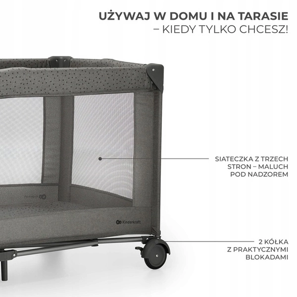 KINDERKRAFT JOY 2 Z AKCESORIAMI Łóżeczko turystyczne 3w1 kojec składane