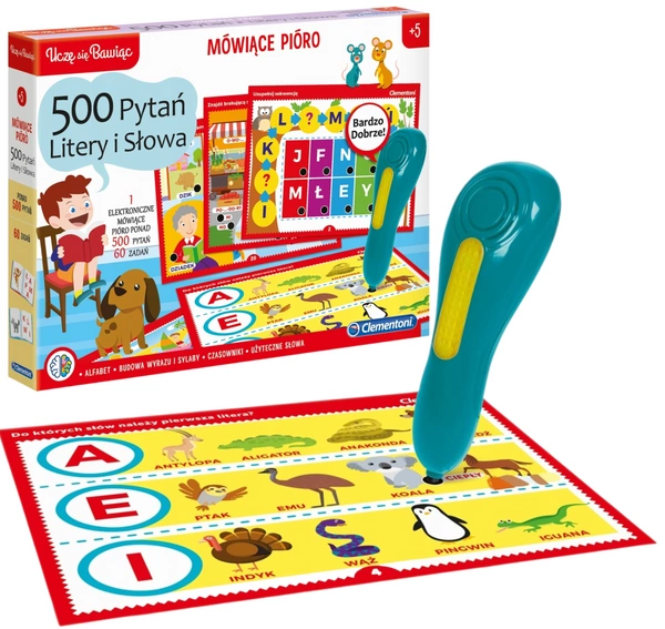 CLEMENTONI Interaktywne Mówiące Pióro 500 pytań Gra edukacyjna 5+