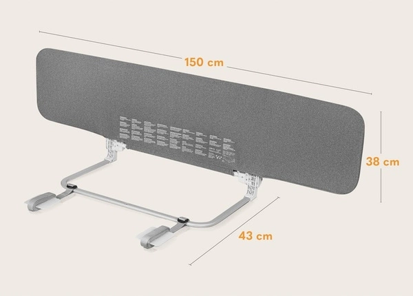 Barierka bramka do łóżka składana PRZENOŚNA + TORBA 150cm Lionelo Lora XL