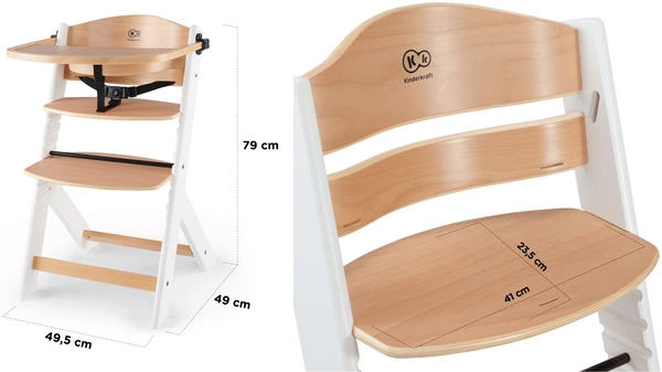 Kinderkraft ENOCK Krzesełko do karmienia drewniane black