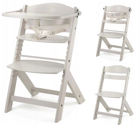 Kinderkraft ENOCK Krzesełko do karmienia drewniane beżowe