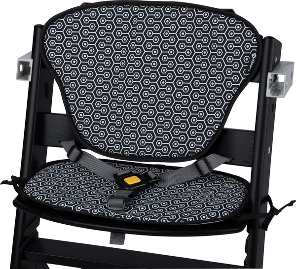 Bebe Confort TIMBA KRZESEŁKO DO KARMIENIA DREWNIANE Deep Black z wkładką Geometric