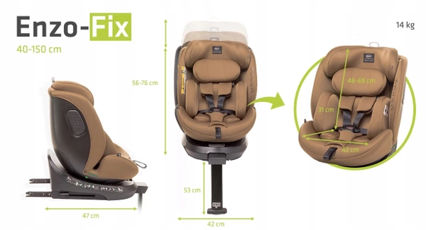 4BABY ENZO-fix fotelik samochodowy obrotowy 40-150 cm ISOFIX I-SIZE 0-36 kg