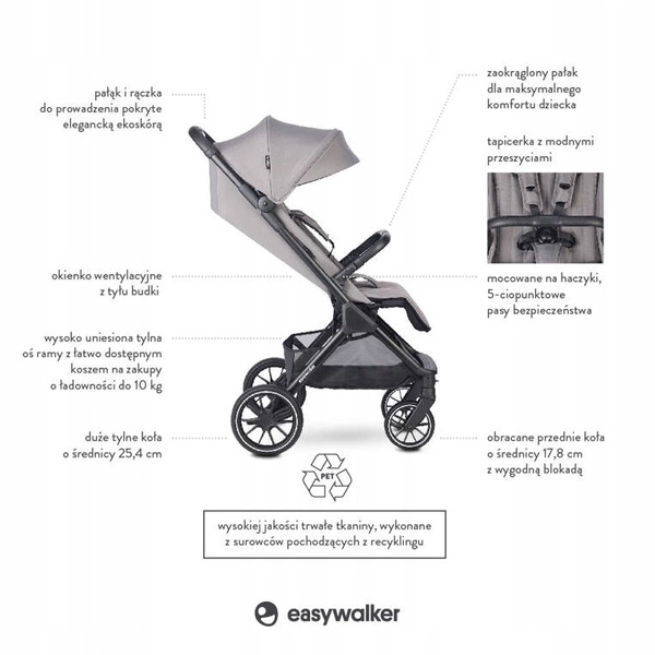 EASYWALKER Wózek Spacerowy JACKEY 2 MODEL XL spacerówka lekki