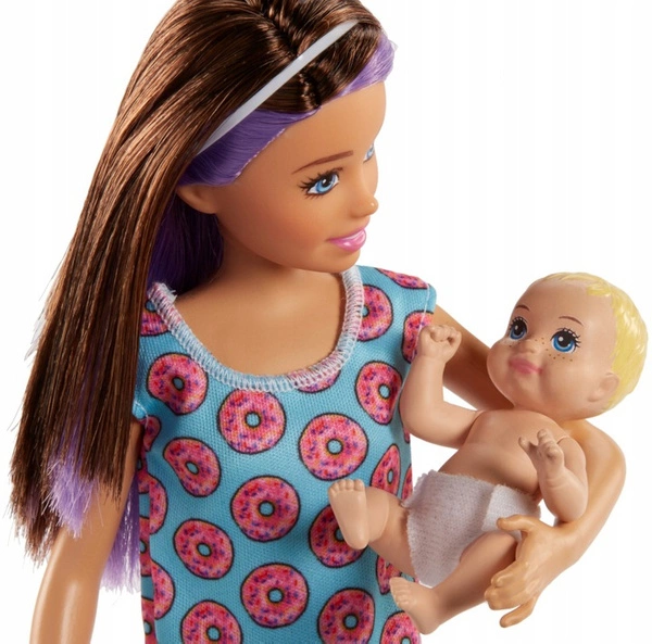 Barbie Skipper lalka Opiekunka zestaw z kołyską
