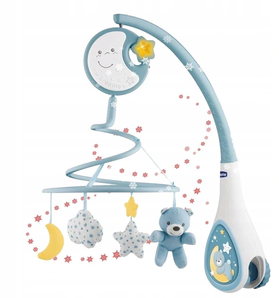 CHICCO Next2Dreams Next2Me karuzela na łóżeczko lampka szum niebieska