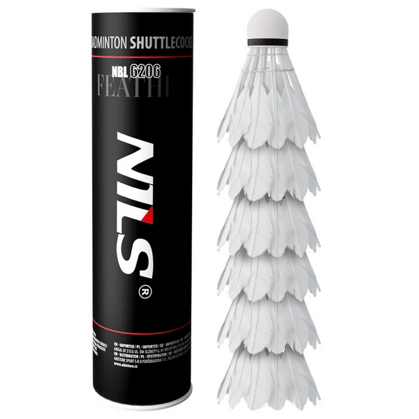 NILS Lotki z piór do badmintona białe NBL6206 6 sztuk