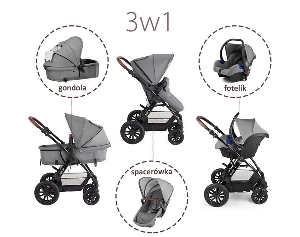 Kinderkraft Wózek MOOV Spacerówka Gondola Fotelik