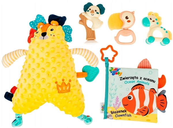 Zestaw Prezentowy JOLLY BABY Przytulanka Grzechotki Książeczka 5 elementów