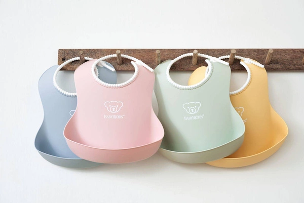 BABYBJORN - 2 duże śliniaki - Grey / Powder Pink