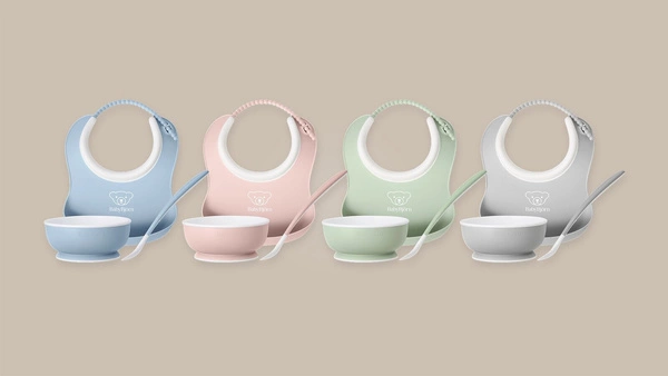 BABYBJORN - Zestaw do karmienia 3 szt. - Powder Green