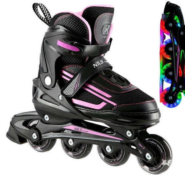 NILS regulowane rolki kauczuk rozmiar L 39-42 LED