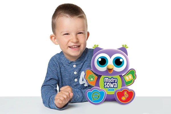 E-EDU MĄDRA SOWA fioletowa interaktywna opowiada śpiewa