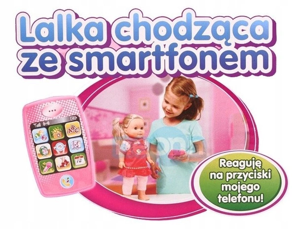 Natalia ze smartfonem lalka chodząca chodzi śpiewa