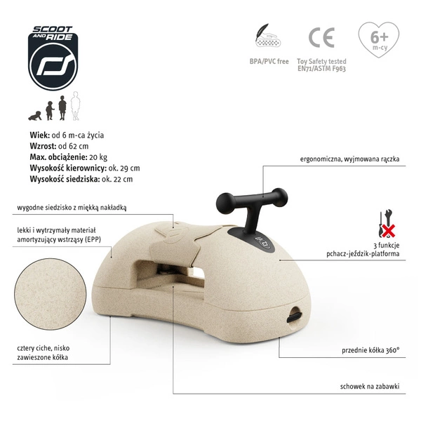 SCOOT AND RIDE My First Sand jeździk chodzik pchacz 3w1
