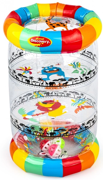 DUMEL Dmuchany roler do nauki raczkowania 44cm grzechoczące piłeczki