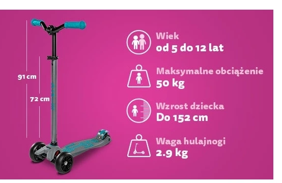 MAXI MICRO DELUXE PRO LED hulajnoga trójkołowa 50kg