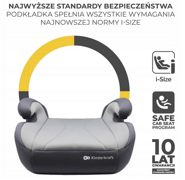 Kinderkraft I-BOOST Fotelik samochodowy BOOSTER PODSTAWKA PODKŁADKA 135-150 i-Size 15-36 kg isofix